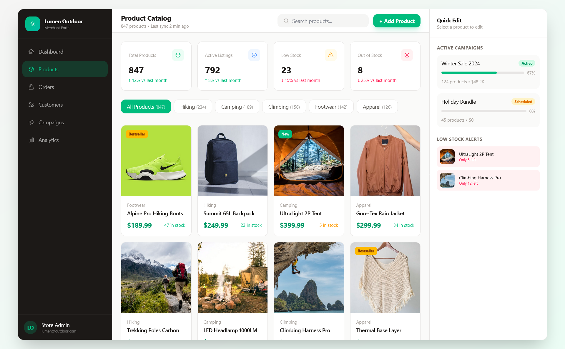 Lumen Outdoor E-Commerce Platform gallery image 2