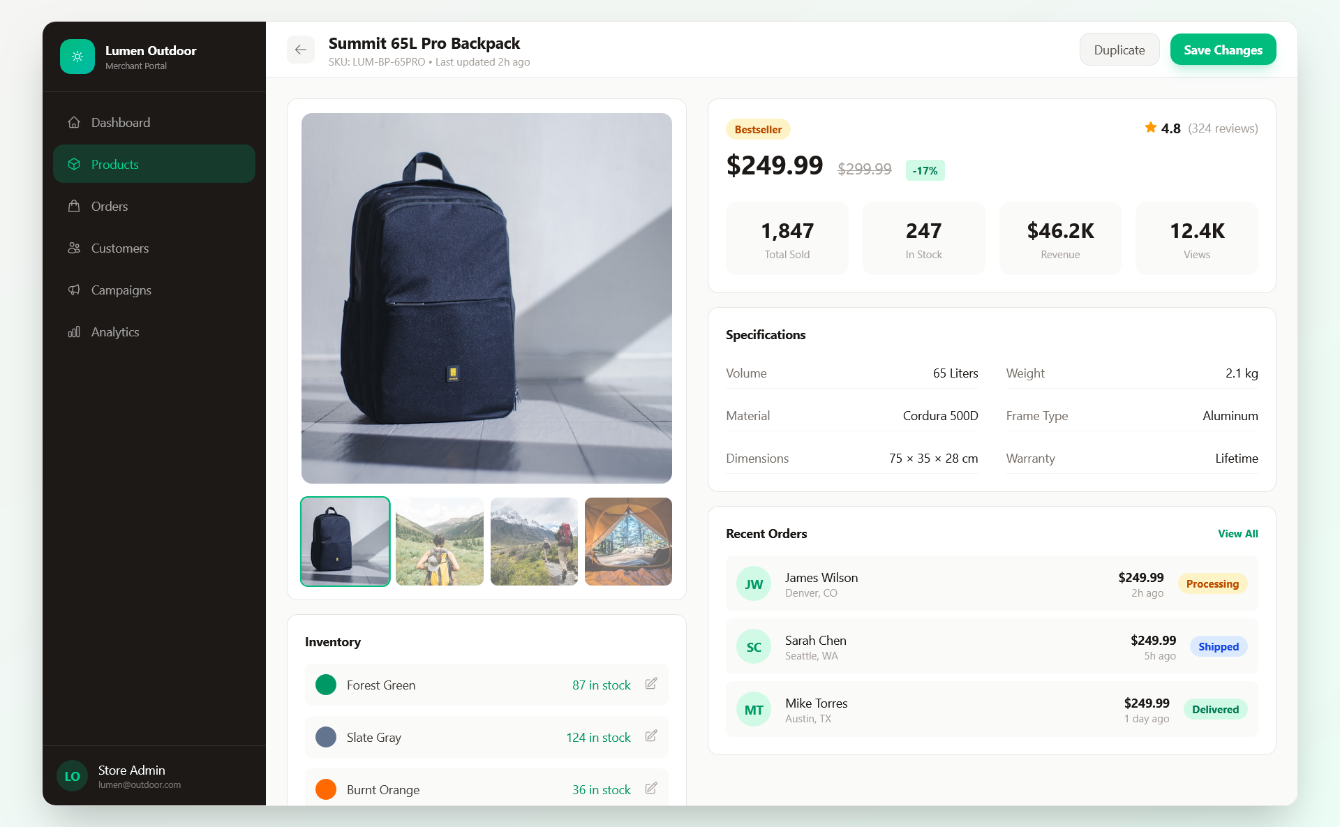 Lumen Outdoor E-Commerce Platform gallery image 3